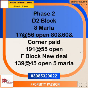 8 Marla Residential Plot for Sale in Phase 2 - D Block -  Bahria Orchard, Lahore - (BP-300902)