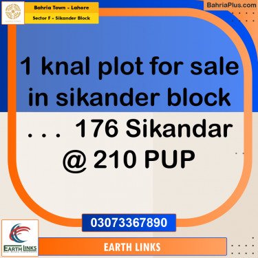 1 Kanal Residential Plot for Sale in Sector F - Sikander Block -  Bahria Town, Lahore - (BP-300935)