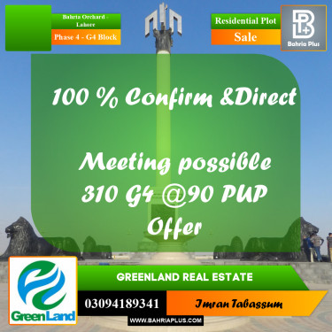 10 Marla Residential Plot for Sale in Phase 4 - G4 Block -  Bahria Orchard, Lahore - (BP-300993)