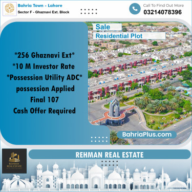 10 Marla Residential Plot for Sale in Sector F - Ghaznavi Ext. Block -  Bahria Town, Lahore - (BP-301024)