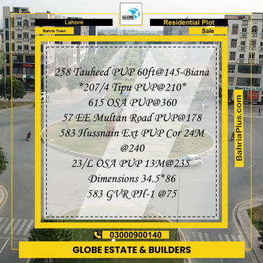 Residential Plot for Sale in Bahria Town, Lahore - (BP-301080)