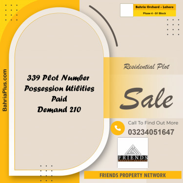 1 Kanal Residential Plot for Sale in Phase 4 - G1 Block -  Bahria Orchard, Lahore - (BP-301096)