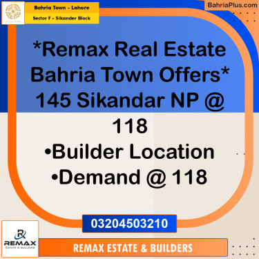 10 Marla Residential Plot for Sale in Sector F - Sikander Block -  Bahria Town, Lahore - (BP-301203)