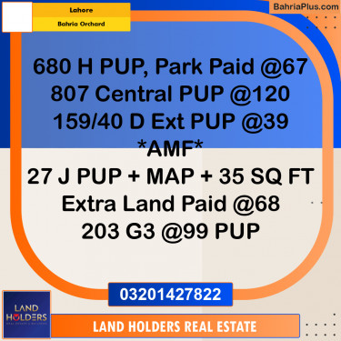 Residential Plot for Sale in Bahria Orchard, Lahore - (BP-301219)