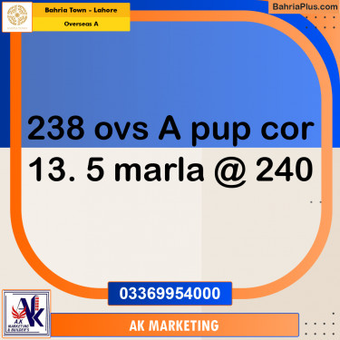 13.5 Marla Residential Plot for Sale in Overseas A -  Bahria Town, Lahore - (BP-301258)