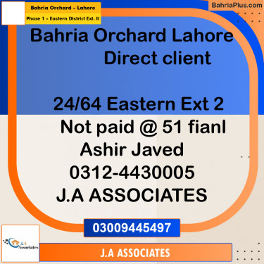 5 Marla Residential Plot for Sale in Phase 1 - Eastern District Ext. II -  Bahria Orchard, Lahore - (BP-301326)