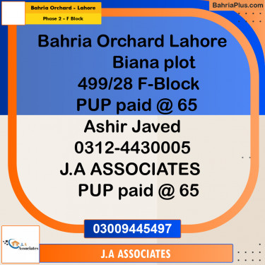 8 Marla Residential Plot for Sale in Phase 2 - F Block -  Bahria Orchard, Lahore - (BP-301327)