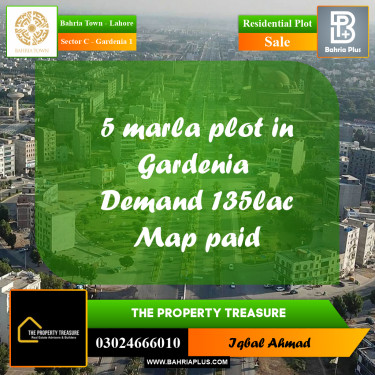 5 Marla Residential Plot for Sale in Sector C - Gardenia 1 -  Bahria Town, Lahore - (BP-301390)