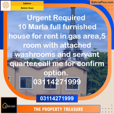 10 Marla Residential House for Rent in Bahria Town, Lahore - (BP-301434)