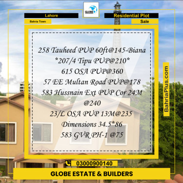 Residential Plot for Sale in Bahria Town, Lahore - (BP-301441)