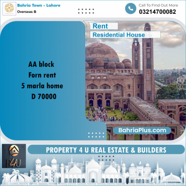 5 Marla Residential House for Rent in Overseas B -  Bahria Town, Lahore - (BP-301556)