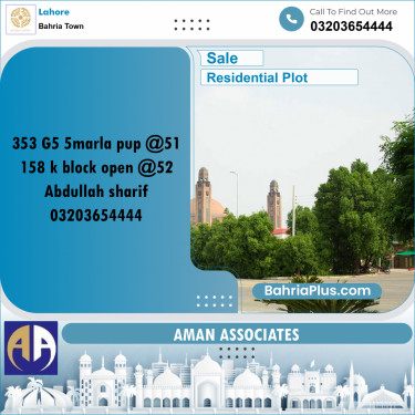 Residential Plot for Sale in Bahria Town, Lahore - (BP-301651)