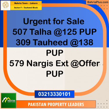 10 Marla Residential Plot for Sale in Sector F - Tauheed Block -  Bahria Town, Lahore - (BP-301653)