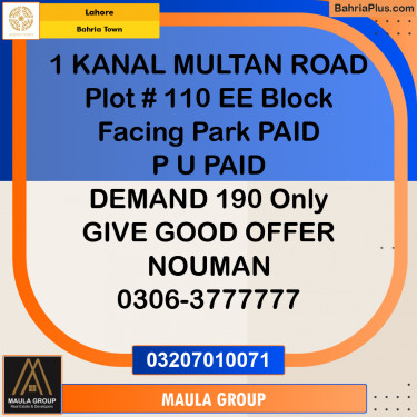 Residential Plot for Sale in Bahria Town, Lahore - (BP-301863)