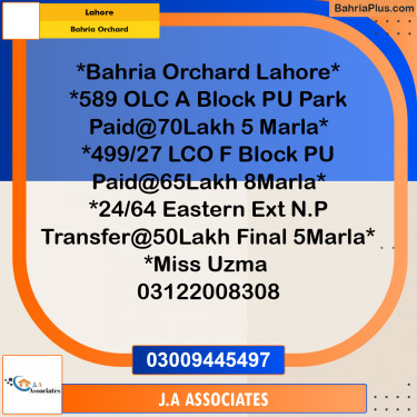 Residential Plot for Sale in Bahria Orchard, Lahore - (BP-301895)