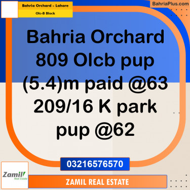 5 Marla Residential Plot for Sale in OLC-B Block -  Bahria Orchard, Lahore - (BP-301899)