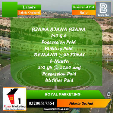 Residential Plot for Sale in Bahria Orchard, Lahore - (BP-301909)