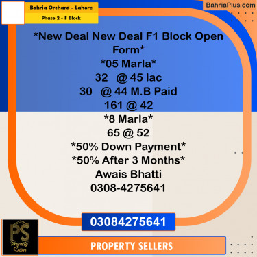 5 Marla Residential Plot for Sale in Phase 2 - F Block -  Bahria Orchard, Lahore - (BP-301966)