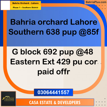 5 Marla Residential Plot for Sale in Phase 1 - Southern District -  Bahria Orchard, Lahore - (BP-301968)