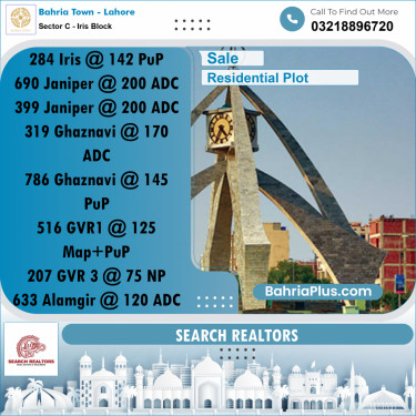 10 Marla Residential Plot for Sale in Sector C - Iris Block -  Bahria Town, Lahore - (BP-302039)