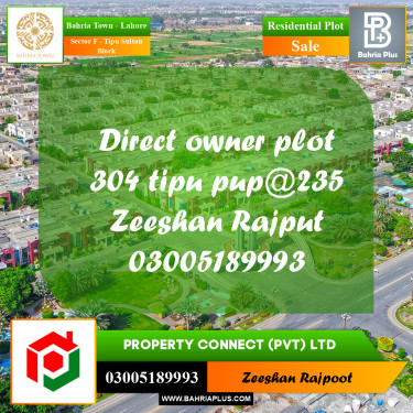 Residential Plot for Sale in Sector F - Tipu Sultan Block -  Bahria Town, Lahore - (BP-302082)