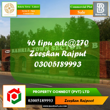 Commercial Plot for Sale in Sector F - Tipu Commercial -  Bahria Town, Lahore - (BP-302084)