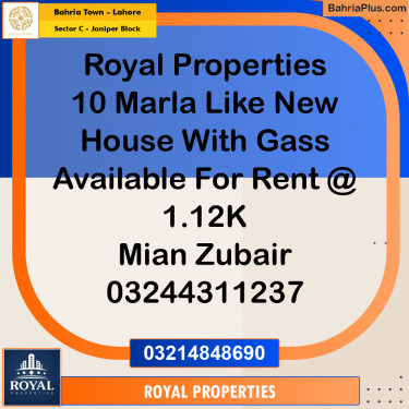 10 Marla Residential House for Rent in Sector C - Janiper Block -  Bahria Town, Lahore - (BP-302231)