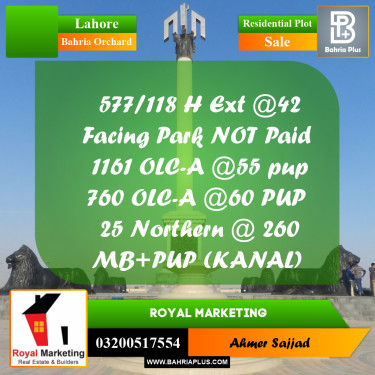 Residential Plot for Sale in Bahria Orchard, Lahore - (BP-302284)