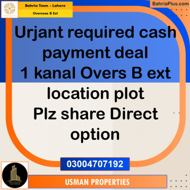 1 Kanal Residential Plot for Sale in Overseas B Ext -  Bahria Town, Lahore - (BP-302303)