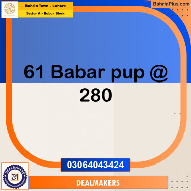 20 Marla Residential Plot for Sale in Sector A - Babar Block -  Bahria Town, Lahore - (BP-302358)