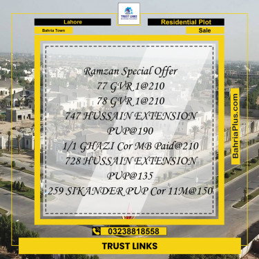 Residential Plot for Sale in Bahria Town, Lahore - (BP-302396)