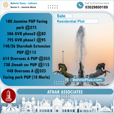 10 Marla Residential Plot for Sale in Sector C - Jasmine Block -  Bahria Town, Lahore - (BP-302482)