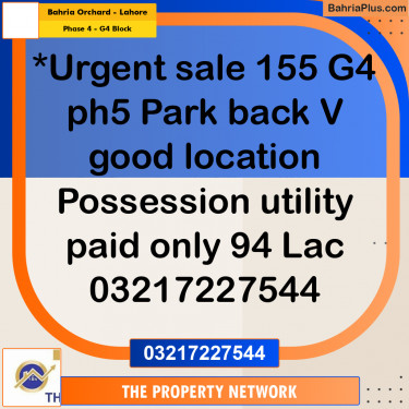10 Marla Residential Plot for Sale in Phase 4 - G4 Block -  Bahria Orchard, Lahore - (BP-302483)