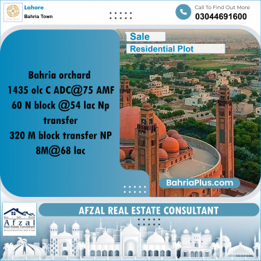 Residential Plot for Sale in Bahria Town, Lahore - (BP-302509)