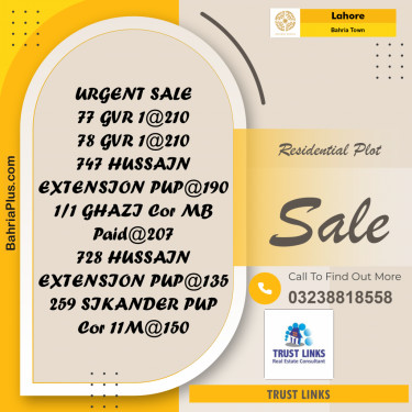 Residential Plot for Sale in Bahria Town, Lahore - (BP-302575)