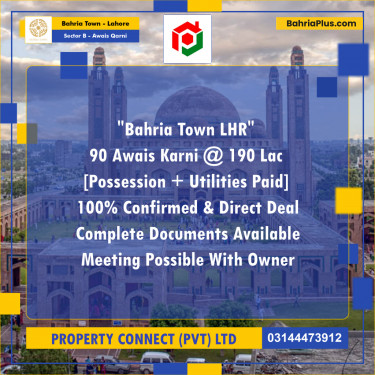 10 Marla Residential Plot for Sale in Sector B - Awais Qarni -  Bahria Town, Lahore - (BP-302706)