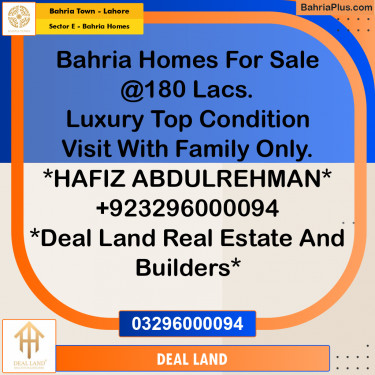 Residential House for Rent in Sector E - Bahria Homes -  Bahria Town, Lahore - (BP-302920)