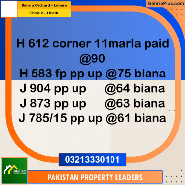 8 Marla Residential Plot for Sale in Phase 2 - J Block -  Bahria Orchard, Lahore - (BP-302923)
