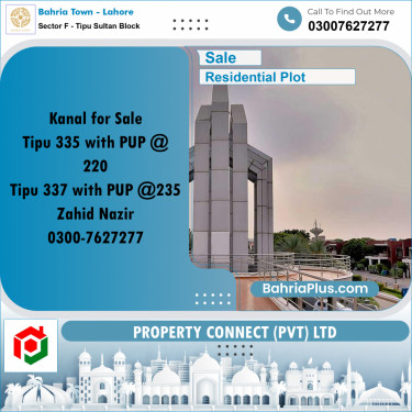 Residential Plot for Sale in Sector F - Tipu Sultan Block -  Bahria Town, Lahore - (BP-302936)