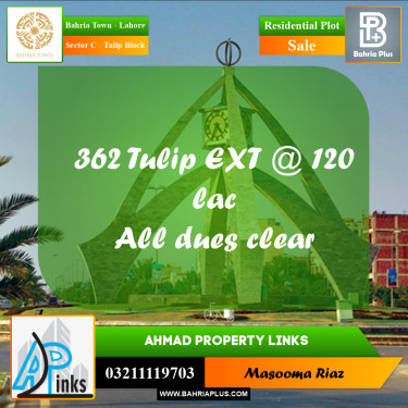 5 Marla Residential Plot for Sale in Sector C - Tulip Block -  Bahria Town, Lahore - (BP-302969)