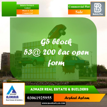 5 Marla Commercial Plot for Sale in Phase 4 - G5 Commercial -  Bahria Orchard, Lahore - (BP-302974)