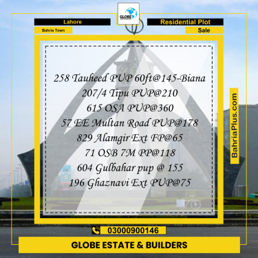Residential Plot for Sale in Bahria Town, Lahore - (BP-303006)