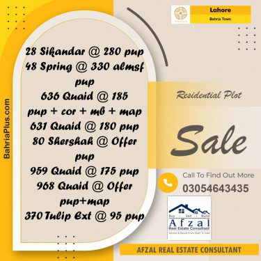 Residential Plot for Sale in Bahria Town, Lahore - (BP-303047)
