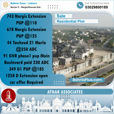 10 Marla Residential Plot for Sale in Sector C - Nargis/Hussain Ext. -  Bahria Town, Lahore - (BP-303057)