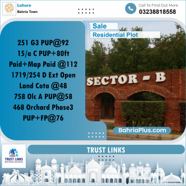 Residential Plot for Sale in Bahria Town, Lahore - (BP-303130)