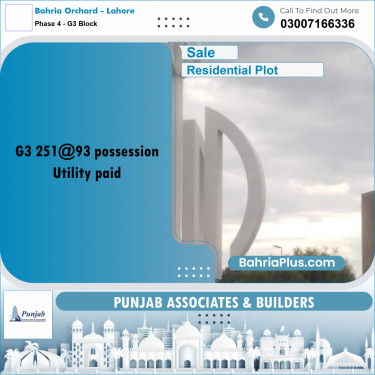 Residential Plot for Sale in Phase 4 - G3 Block -  Bahria Orchard, Lahore - (BP-303153)