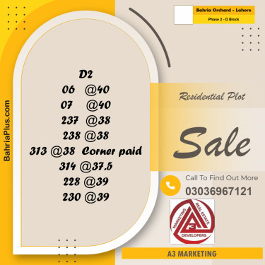 5 Marla Residential Plot for Sale in Phase 2 - D Block -  Bahria Orchard, Lahore - (BP-303179)