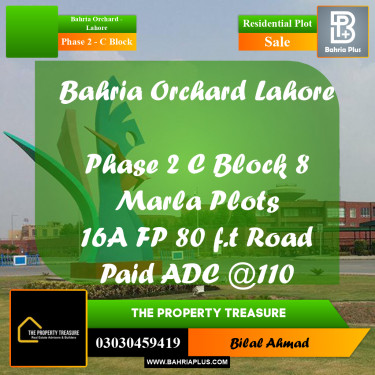 8 Marla Residential Plot for Sale in Phase 2 - C Block -  Bahria Orchard, Lahore - (BP-303232)