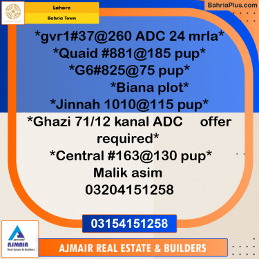 Residential Plot for Sale in Bahria Town, Lahore - (BP-303301)