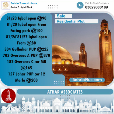 5 Marla Residential Plot for Sale in Sector E - Iqbal Block -  Bahria Town, Lahore - (BP-303313)